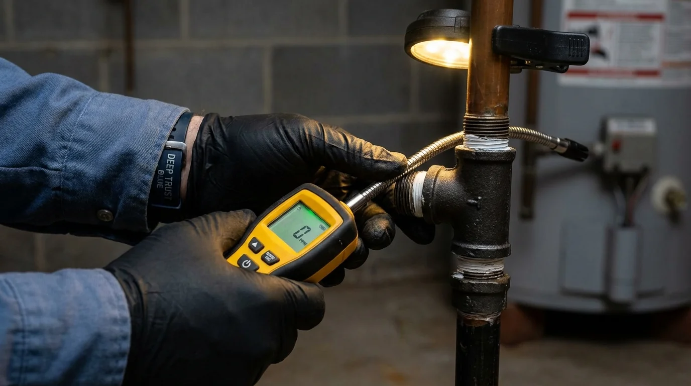 Gas leak detection with electronic sniffer by Johns Plumbing LLC in Wilmington