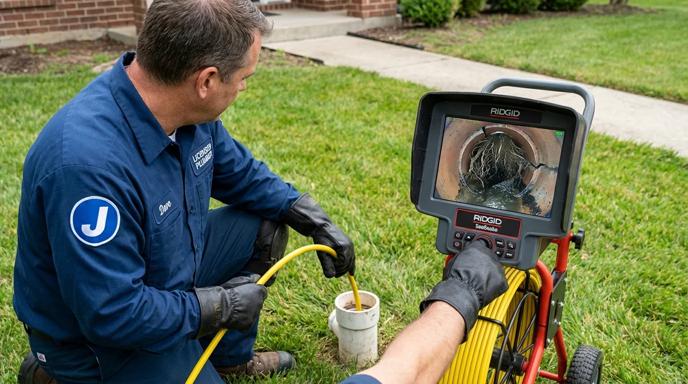 Sewer camera inspection being performed by Johns Plumbing LLC in Wilmington